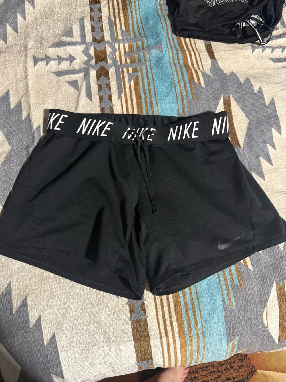Nike Black Women’s Athletic Shorts with Logo Waistband